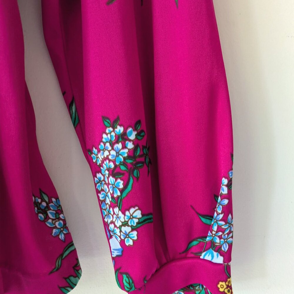 1970s vintage bright floral print ruffle peter pan collar blouse - Picture 6 of 6